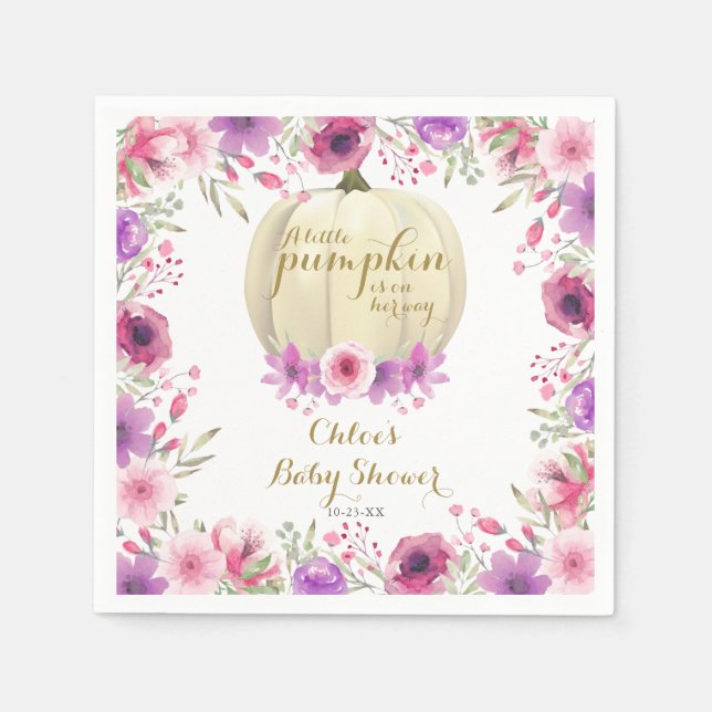 Servilleta De Papel Dulce Pequeño Chupito Floral Baby Shower (Anverso)