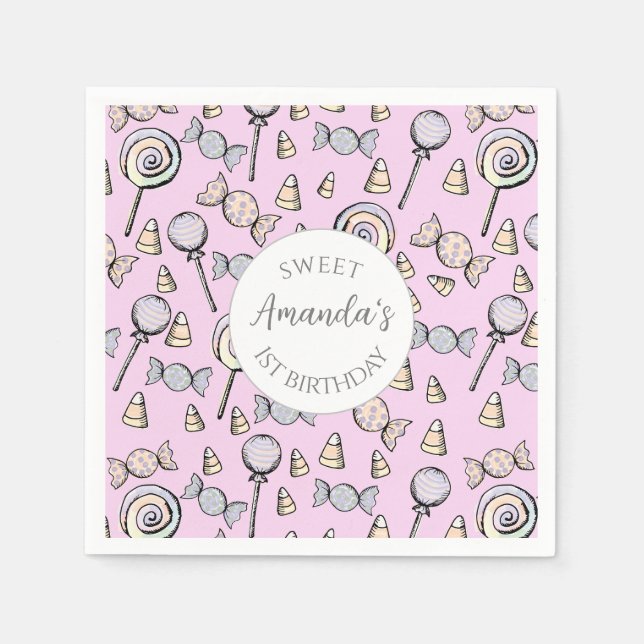 Servilleta De Papel Dulce Pequeño Un dulce Personalizado de cumpleaños (Anverso)