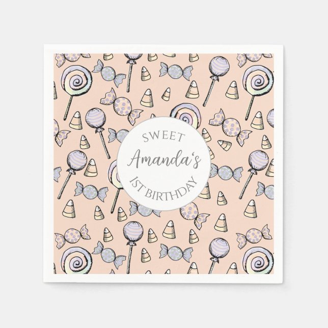 Servilleta De Papel Dulce Pequeño Un dulce Personalizado de cumpleaños (Anverso)