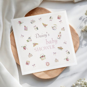 Servilleta De Papel Dulce Postre de Fresa Baby Shower Acuarela
