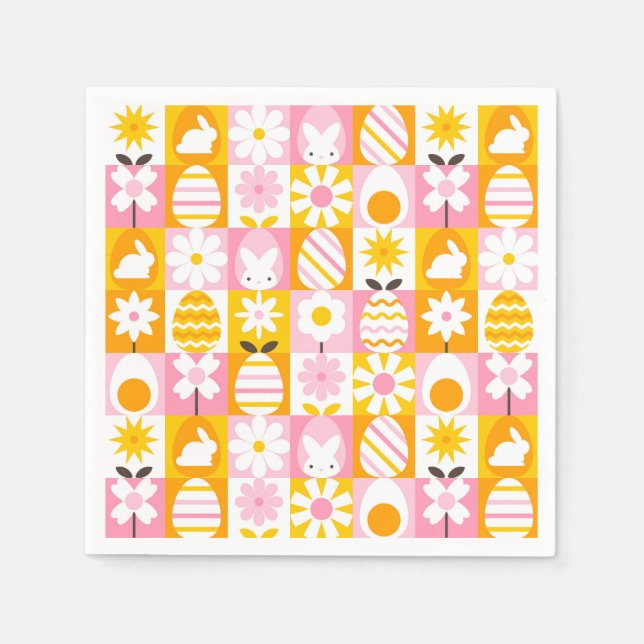 Servilleta De Papel Dulce primavera Easter Patchwork  (Anverso)