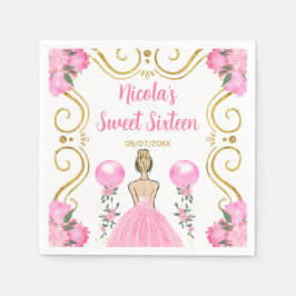 Servilleta De Papel Dulce princesa rubia en rosa