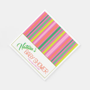 Servilleta De Papel Dulce raya de color rosa arcoíris baby shower