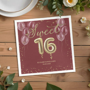 Servilleta De Papel Dulce Relieve metalizado dorado 16 Globos de cumpl