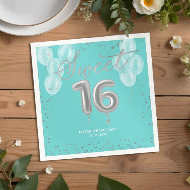 Servilleta De Papel Dulce Relieve metalizado plateado 16 Globos de Cum (Subido por el creador)