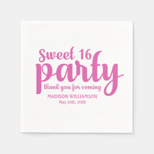 Servilleta De Papel Dulce rosa y blanco 16 Gracias Personalizado