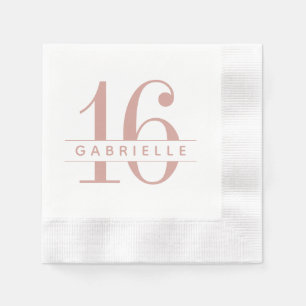 Servilleta De Papel Dulce rosado 16 Nombre del Monograma Cumpleaños