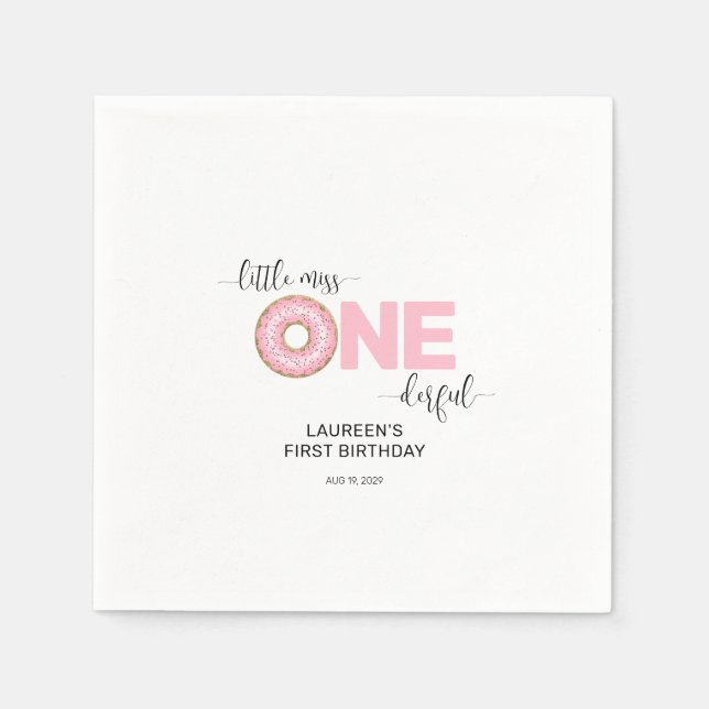 Servilleta De Papel Dulce rosado Pequeño MIs Primer Cumpleaños (Anverso)