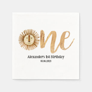 Servilleta De Papel Dulce Safari Niños leones Primer cumpleaños Napkin