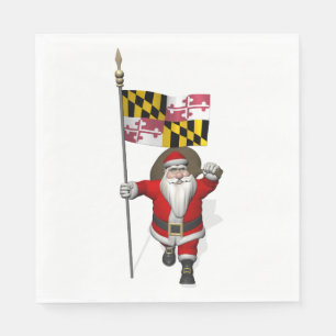 Servilleta De Papel Dulce Santa Claus Con Bandera De Maryland