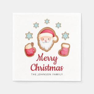Servilleta De Papel Dulce Santa Rojo Feliz Navidad