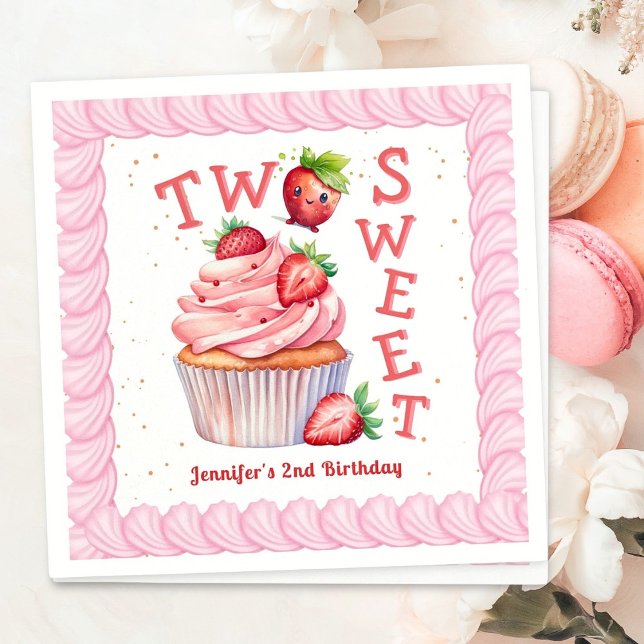 Servilleta De Papel ¡Dulce! Segundo cumpleaños del Chica Rosa Strawber (Subido por el creador)