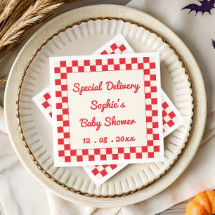 Servilleta De Papel Dulce sorpresa de tablero de ajedrez rojo Baby Sho