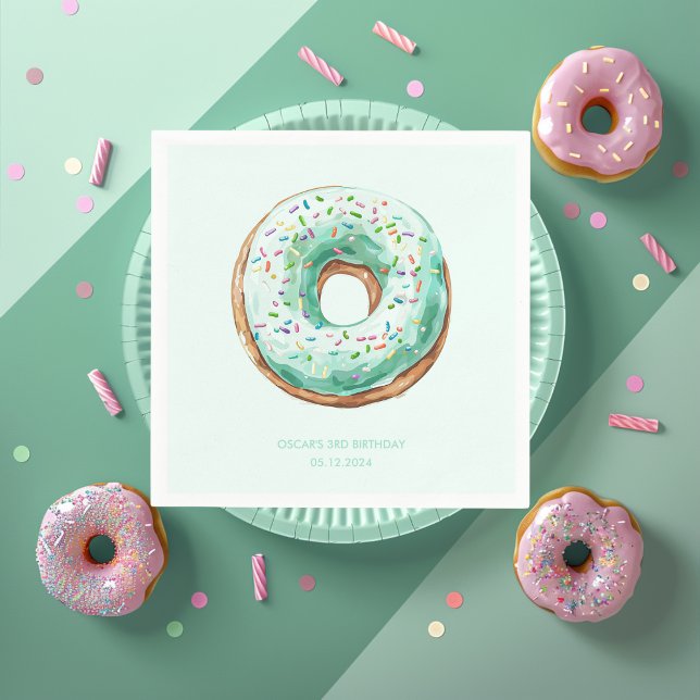 Servilleta De Papel Dulce tiempo Pastel Verde Donut Cumpleaños (Subido por el creador)