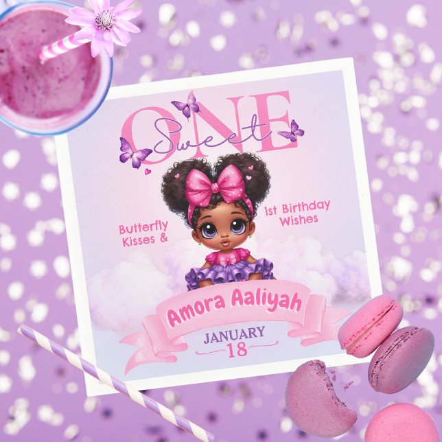 Servilleta De Papel Dulce un afro bebé niña primer cumpleaños (Subido por el creador)
