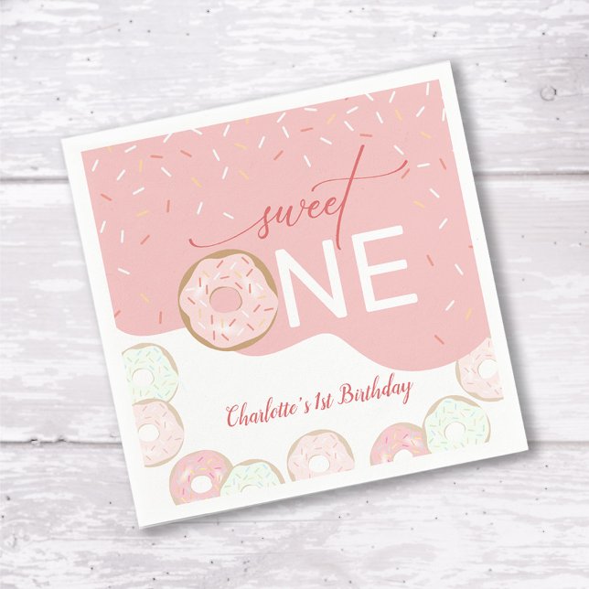 Servilleta De Papel Dulce Un Chica De Escarcha Rosa Primer Cumpleaños (Subido por el creador)