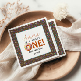 Servilleta De Papel Dulce Una acuarela lindo donuts 1º cumpleaños