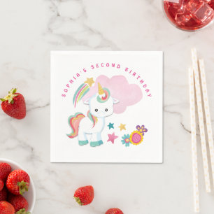 Servilleta De Papel Dulce unicornio Segundo cumpleaños