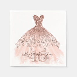 Servilleta De Papel Dulce vestido Purpurina de oro rosa rosa 16 de cum