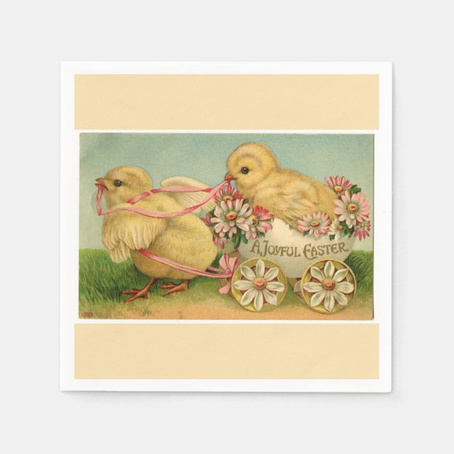 Servilleta De Papel Dulce vintage Fluffy Chicks Pascua (Anverso)