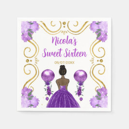 Servilleta De Papel Dulce y dieciséis princesa de piel oscura en morad