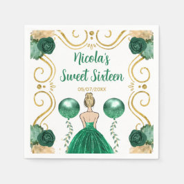 Servilleta De Papel Dulce y dieciséis princesa rubia en verde