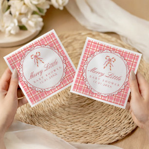 Servilleta De Papel Dulce y Pequeño Baby Shower Rosa y Caña de Caramel