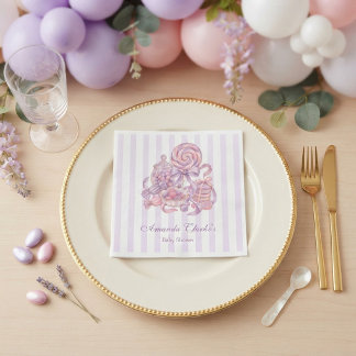 Servilleta De Papel Dulce y Pequeño Plum Baby Shower Pastel