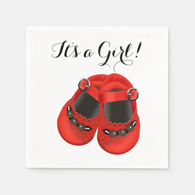 Servilleta De Papel Dulce zapato rojo de bebé Baby Shower (Anverso)
