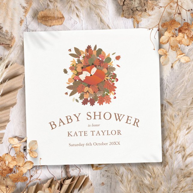 Servilleta De Papel Dulce zorrito de bosque Fiesta de Baby Shower (Cute Fox Cub Woodland Baby Shower Napkins)