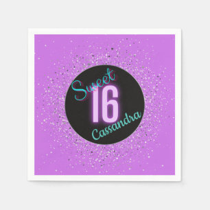 Servilleta De Papel Dulces 16 Brillo Purpura Plateado Personalizado
