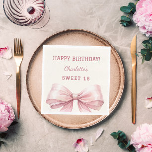 Servilleta De Papel Dulces 16 lazo rosa marfil almuerzo 