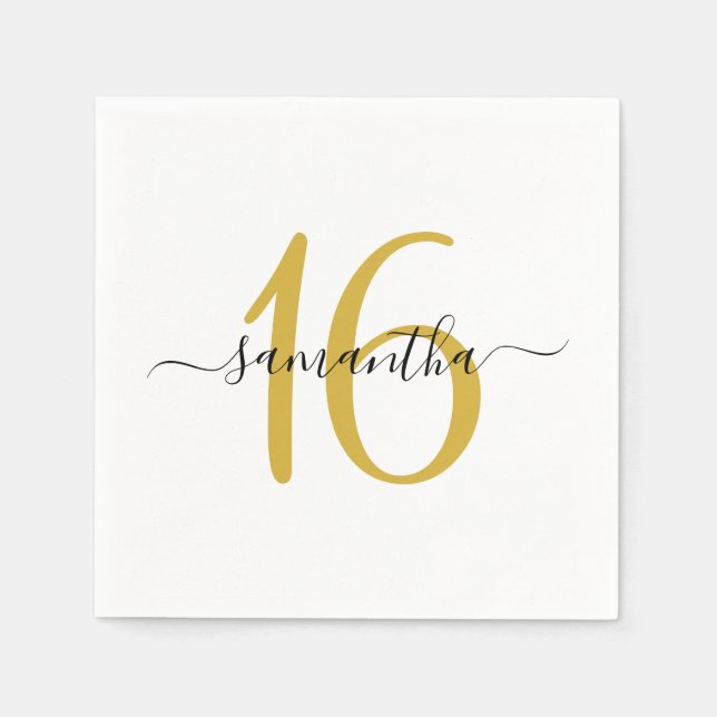 Servilleta De Papel Dulces 16 personalizados en oro (Anverso)