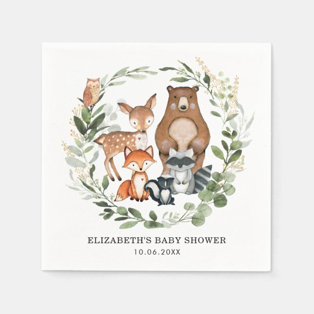 Servilleta De Papel Dulces animales de Woodland Oro de Verdor Botánico (Anverso)