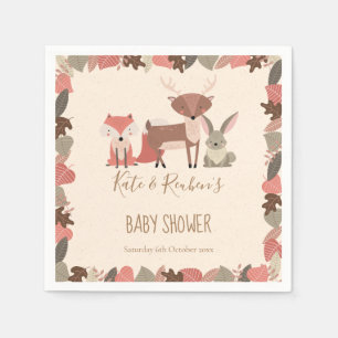Servilleta De Papel Dulces Animales del Bosque Parejas Baby Shower