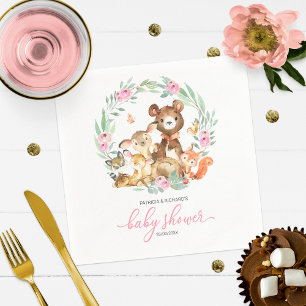 Servilleta De Papel Dulces Animales del Bosque Verde Baby Shower