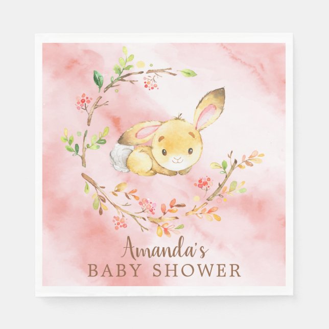 Servilleta De Papel Dulces Chicas de conejo Baby Shower Papel (Anverso)