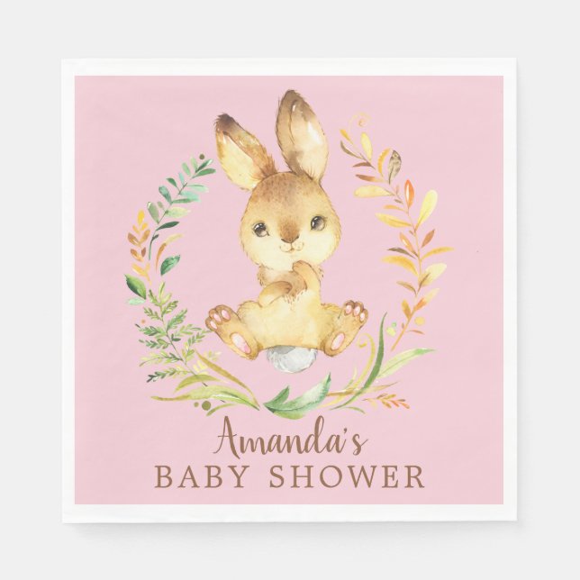 Servilleta De Papel Dulces Chicas de conejo Baby Shower Papel (Anverso)