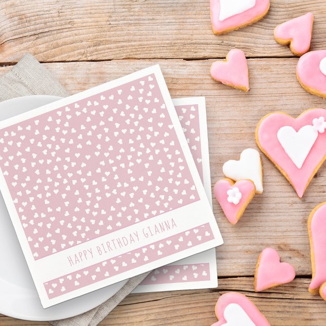 Servilleta De Papel Dulces corazones fiesta personalizada de cumpleaño (Party Napkins - from my Car and Balloons Valentine Birthday Collection)