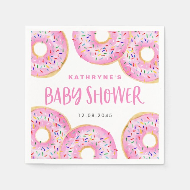 Servilleta De Papel Dulces de Agua Rosa Baby Shower (Anverso)
