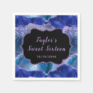 Servilleta De Papel Dulces Dieciséis de Ágata Oceánica Azul Oscuro y P