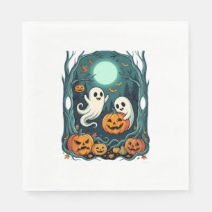Servilleta De Papel Dulces fantasmas de Halloween y bosque de Jack O L