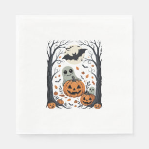 Servilleta De Papel Dulces fantasmas de Halloween y bosque de Jack O L