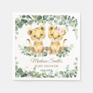 Servilleta De Papel Dulces Gemelos Leones Verde Baby Shower