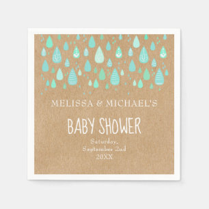 Servilleta De Papel Dulces gotas de lluvia Baby Shower/Sprinkle Rústic