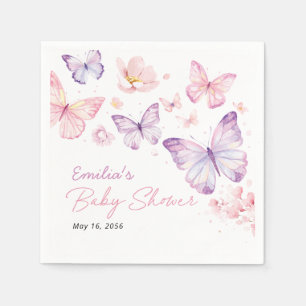 Servilleta De Papel Dulces Mariposas Rosa y Morado para Baby Shower Pe
