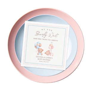 Servilleta De Papel Dulces Mellizos Oso de Peluche Baby Shower
