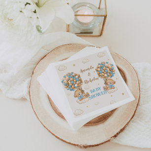 Servilleta De Papel Dulces Osos Gemelos Niños Duchas Globos Azules
