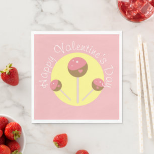 Servilleta De Papel Dulces Paletas de Cumpleaños de San Valentín Rosad