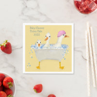 Dulces patos de acuarela en bañera para baby showe